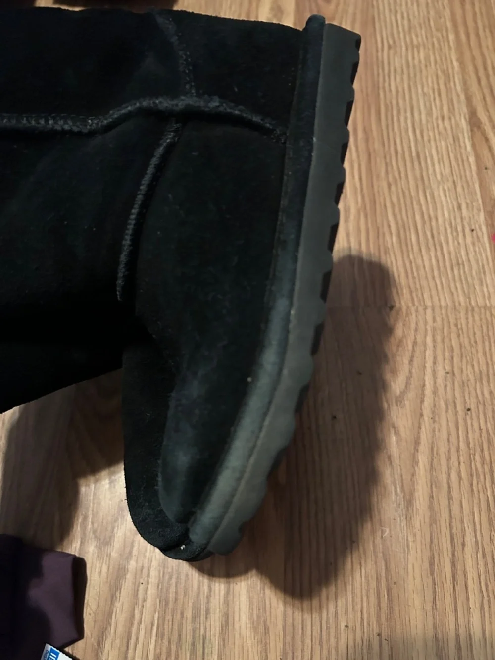 BearPaw Black Suede Mid-Calf Shearling Boots